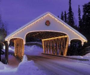yapboz Kapalı süslü Noel için köprü